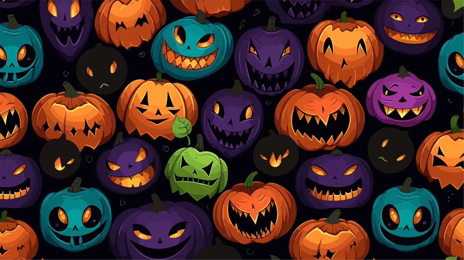 Spooky Halloween Faces Seamless Festive Background — free download from Dotvec