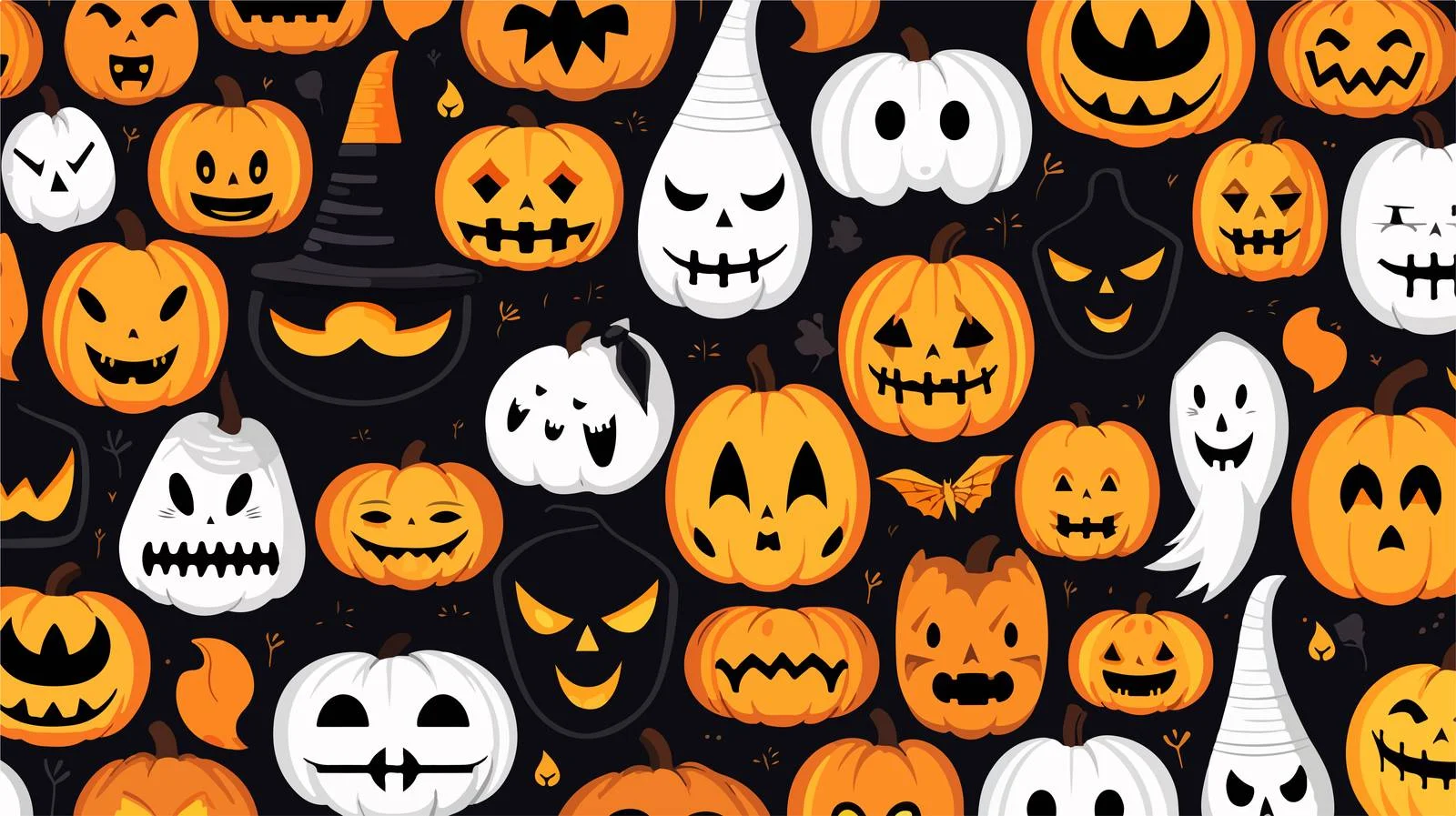 Spooky Halloween Faces Seamless Background Design — free download from Dotvec