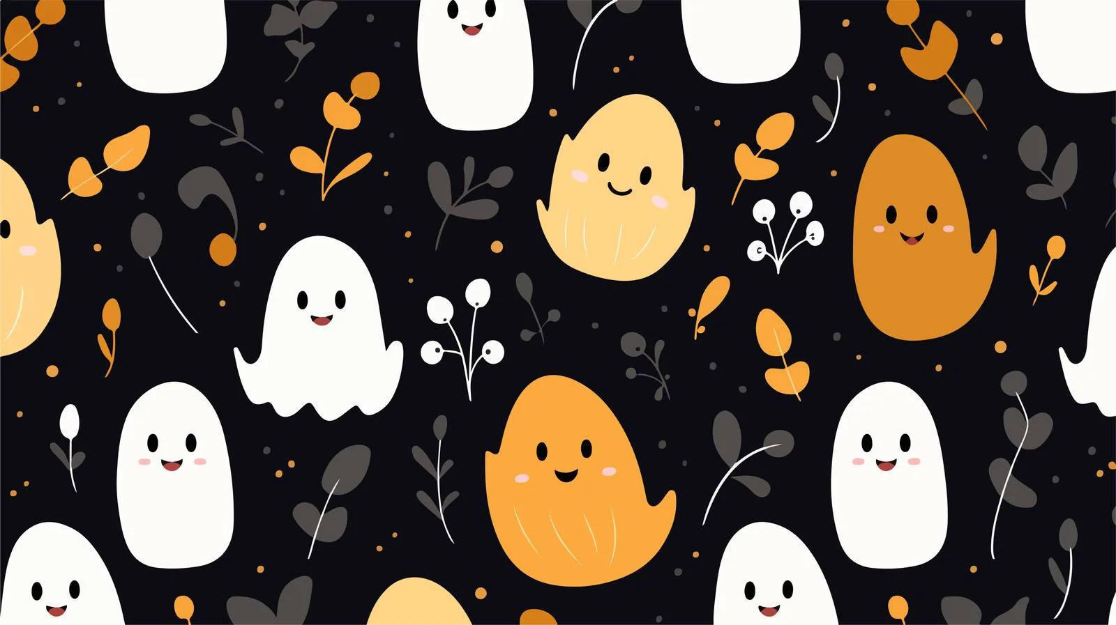 Adorable Halloween Baby Ghosts Pumpkin Pattern — free download from Dotvec
