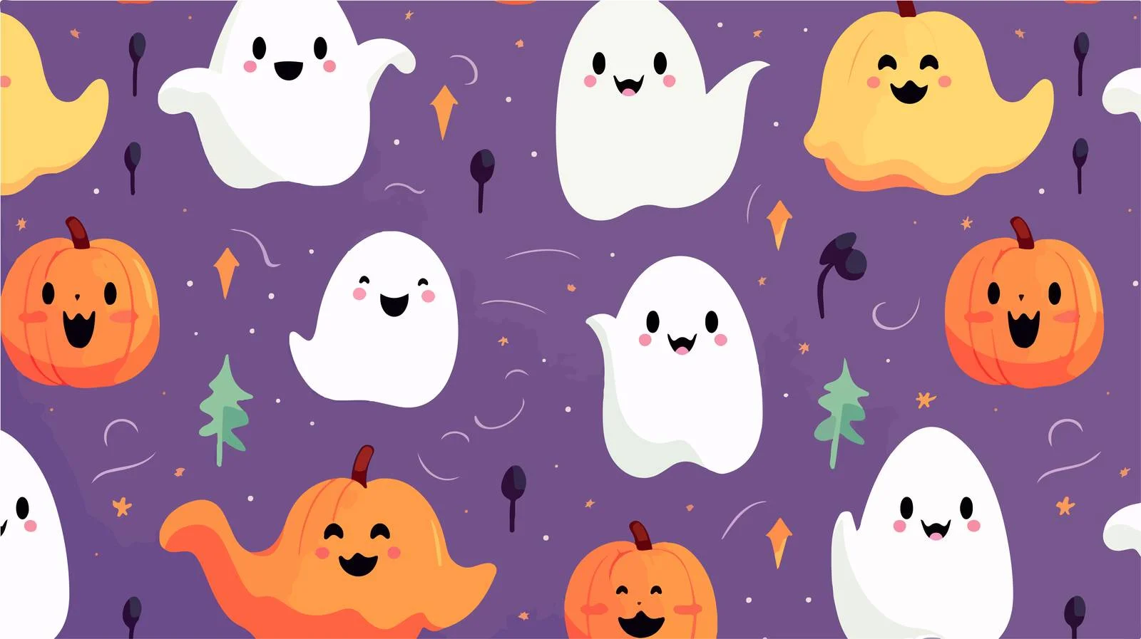 Charming Halloween Baby Ghosts and Pumpkins — free download from Dotvec