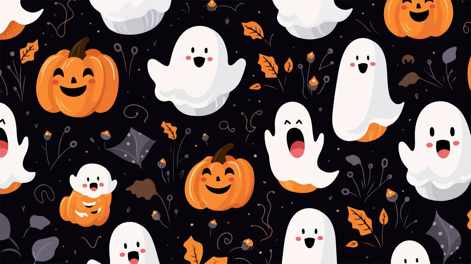 Adorable Baby Ghosts and Pumpkin Halloween Design — free download from Dotvec