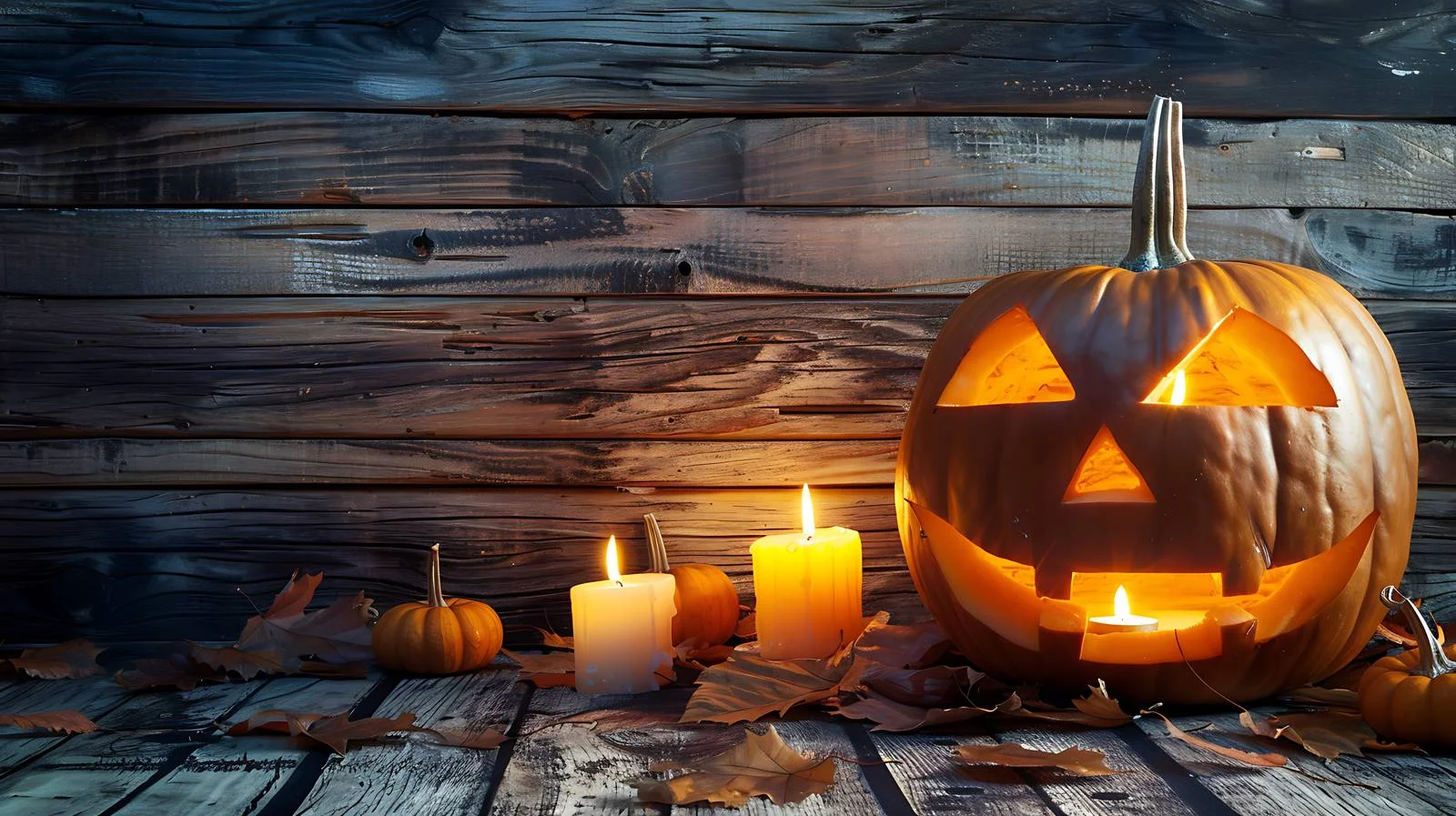 Glowing Halloween Jack-o'-lantern with Candle Light — free download from Dotvec
