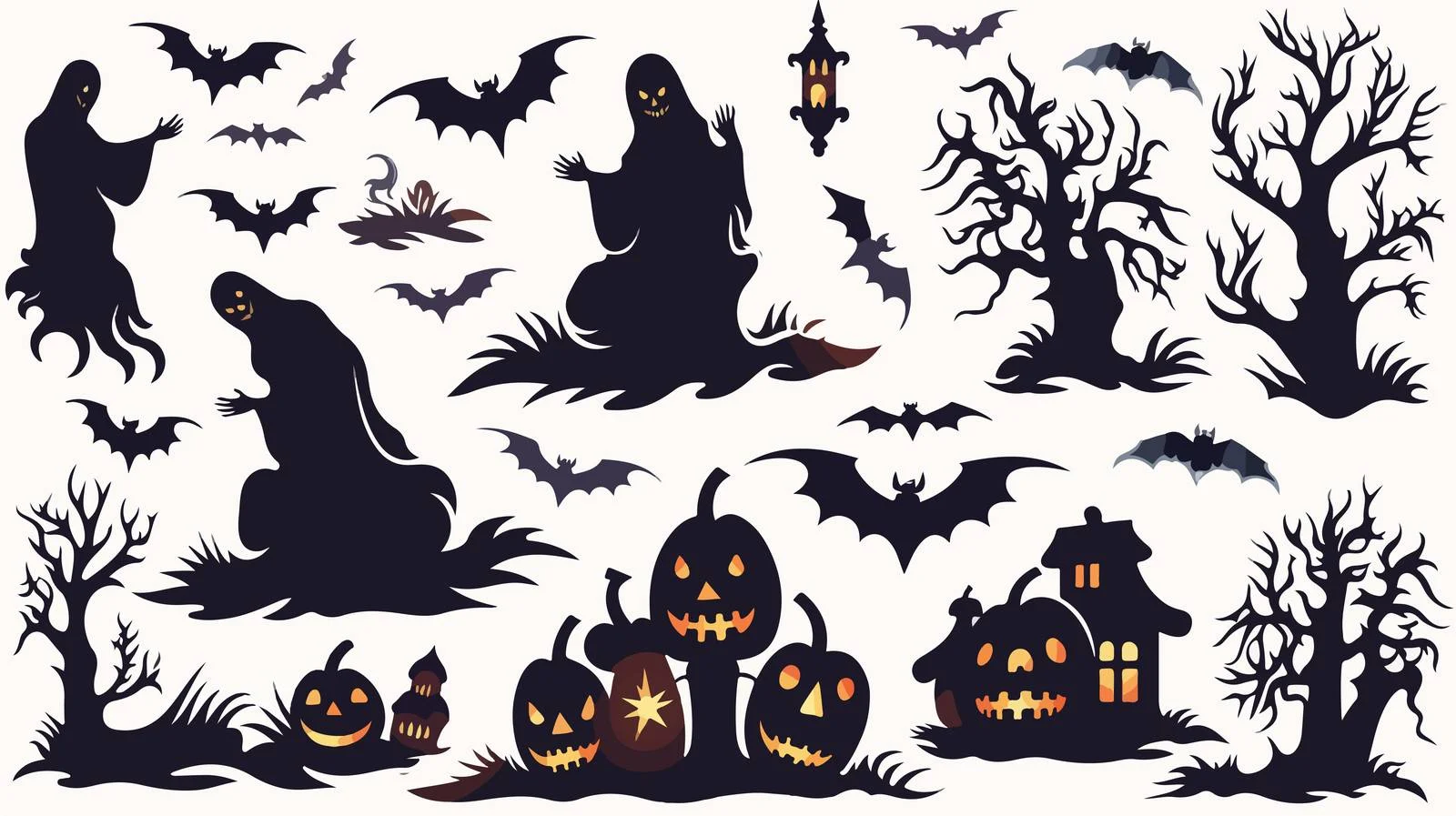 Spooky Halloween Silhouette Elements Collection — free download from Dotvec