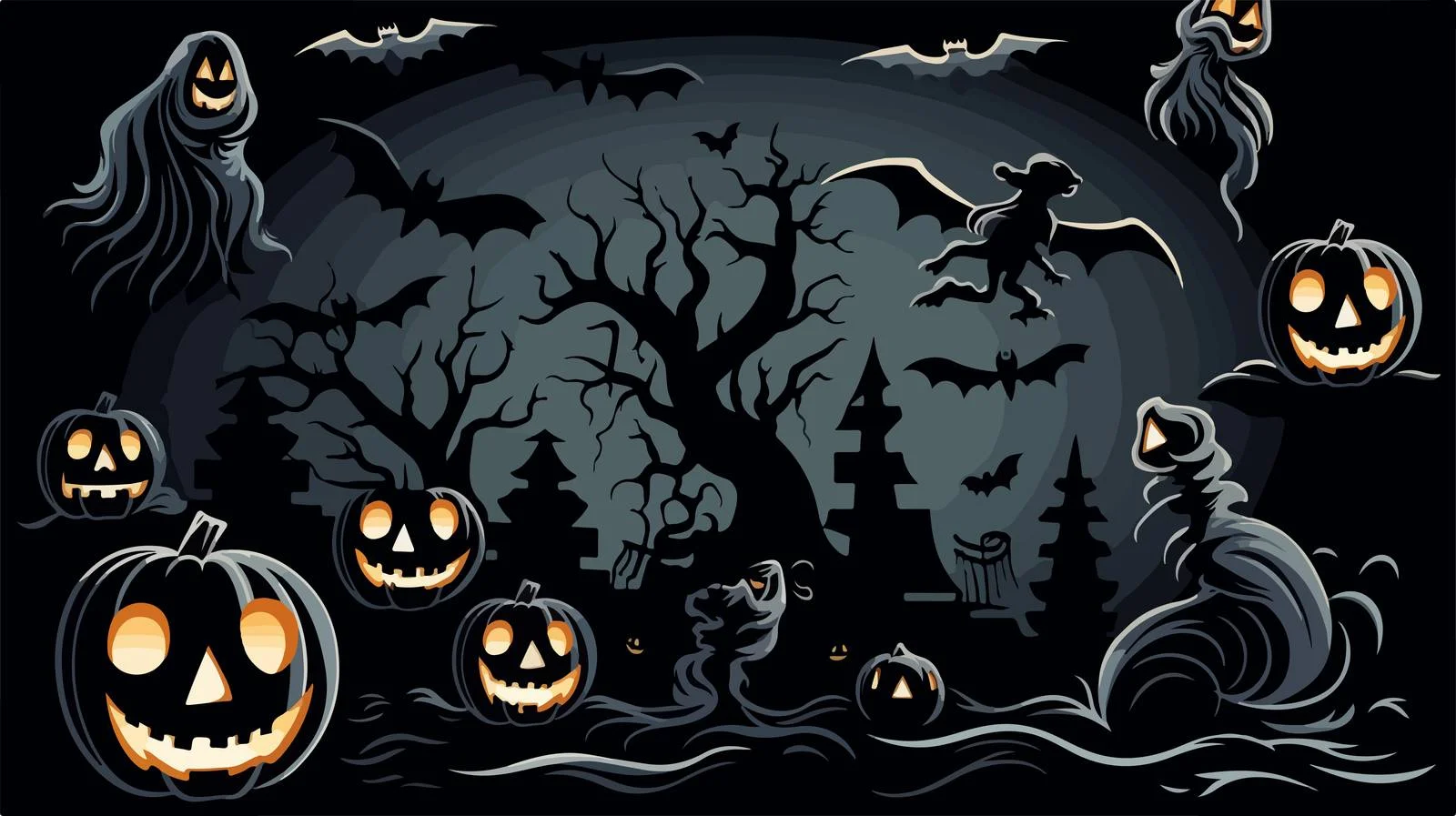 Spooky Halloween Silhouette Elements — free download from Dotvec