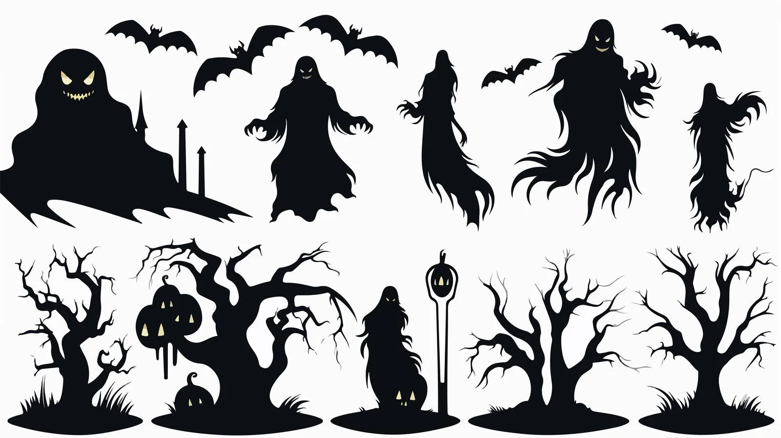 Spooky Halloween Silhouette Elements — free download from Dotvec