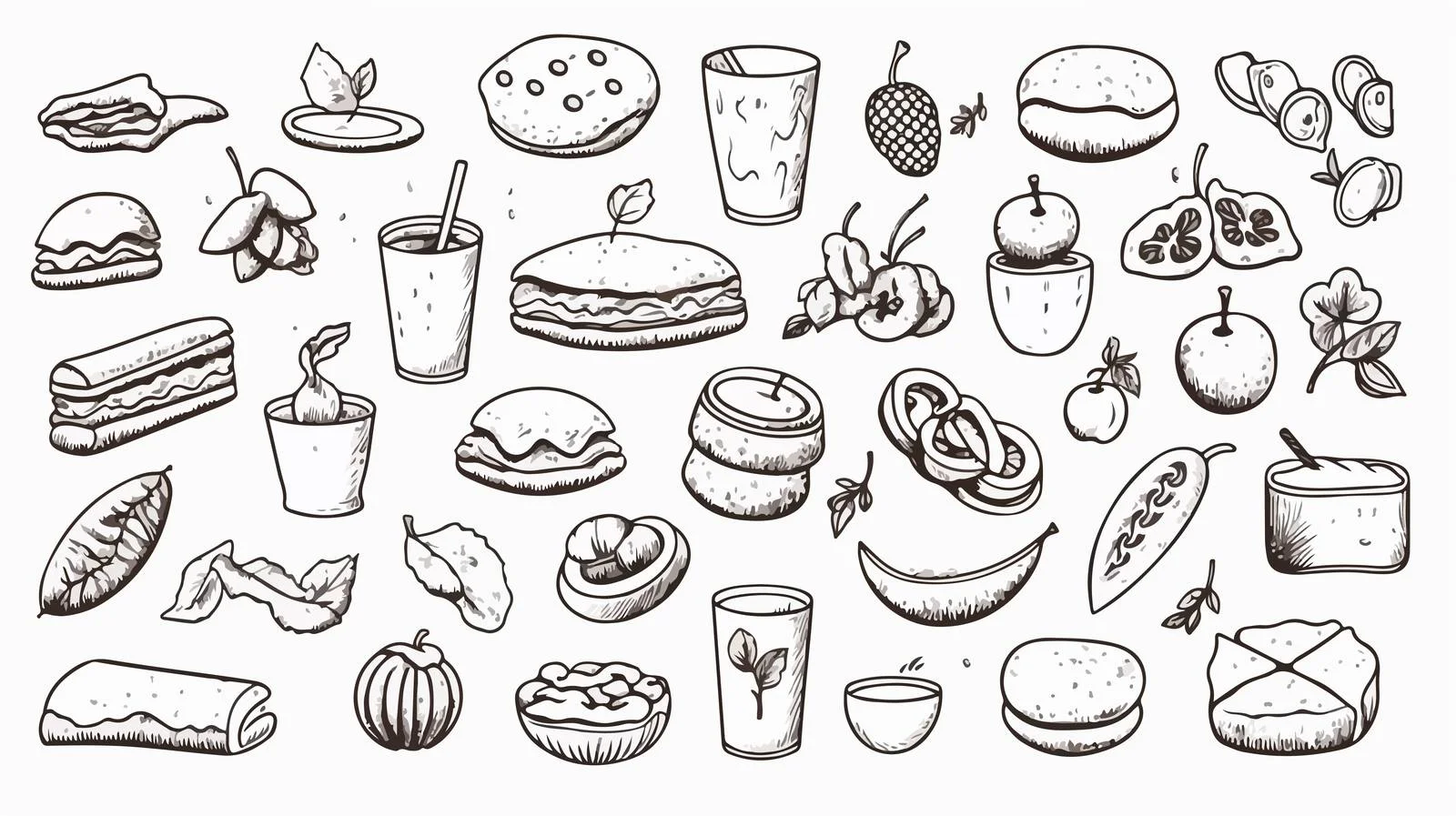 Hand-drawn Food Elements Vector Illustration — free download from Dotvec