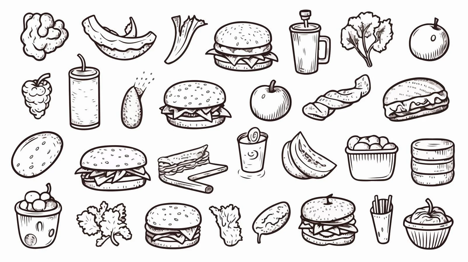 Hand-drawn Food Elements Illustration — free download from Dotvec