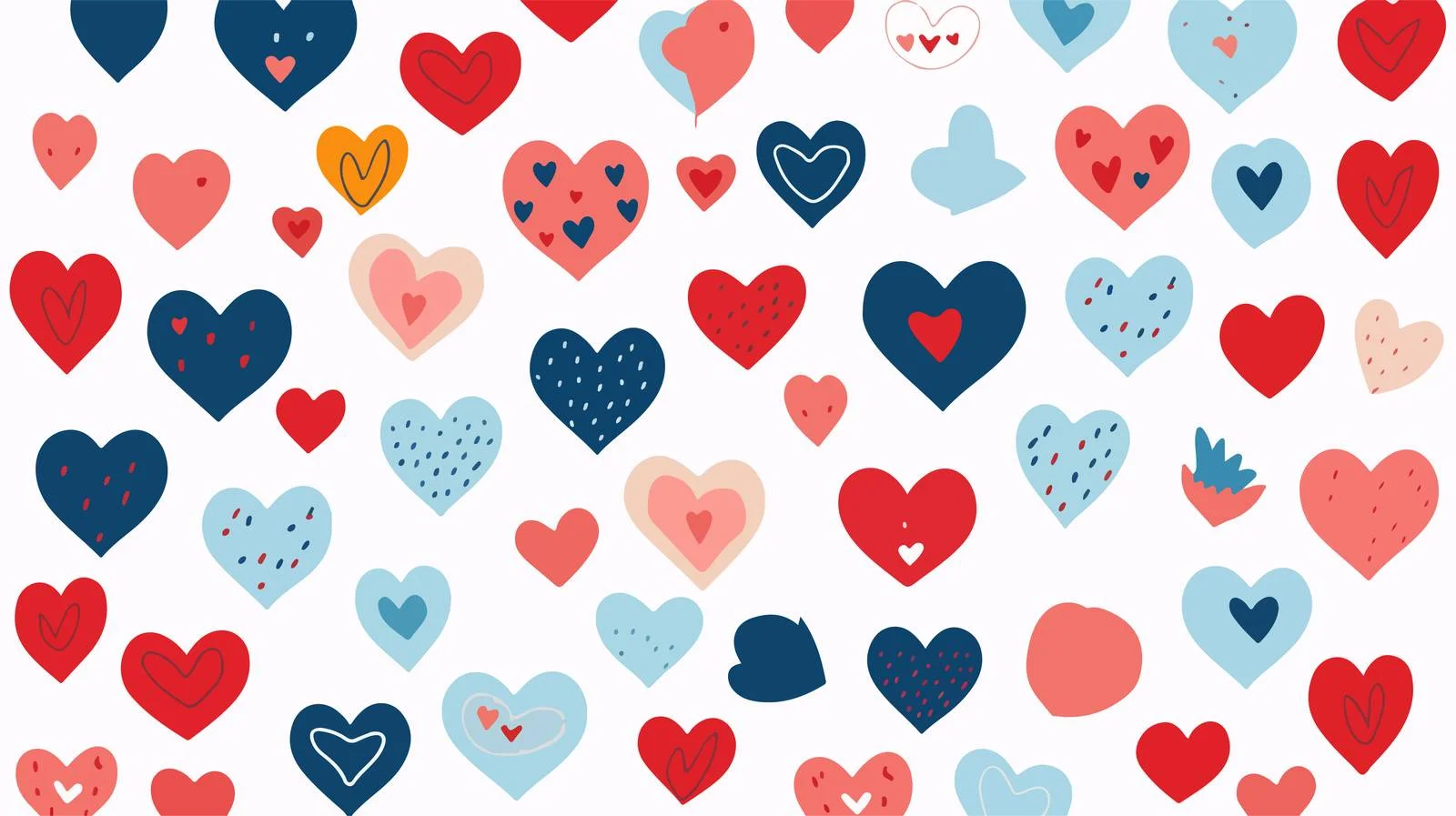 Hand-drawn Hearts Seamless Pattern — free download from Dotvec