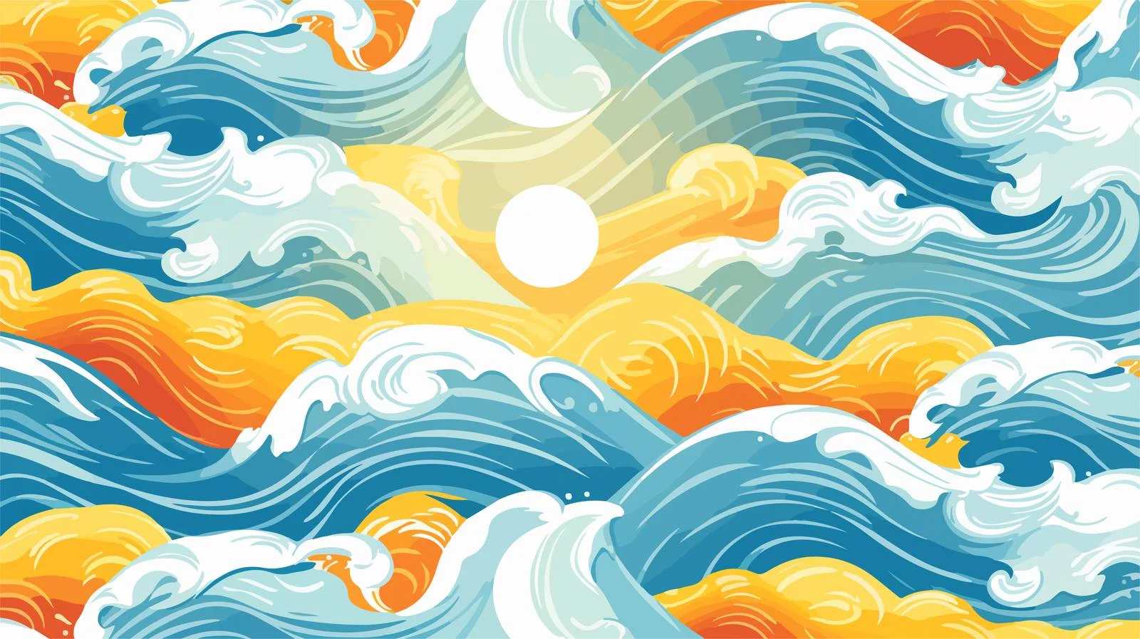 Sun and Wave Seamless Pattern — free download from Dotvec