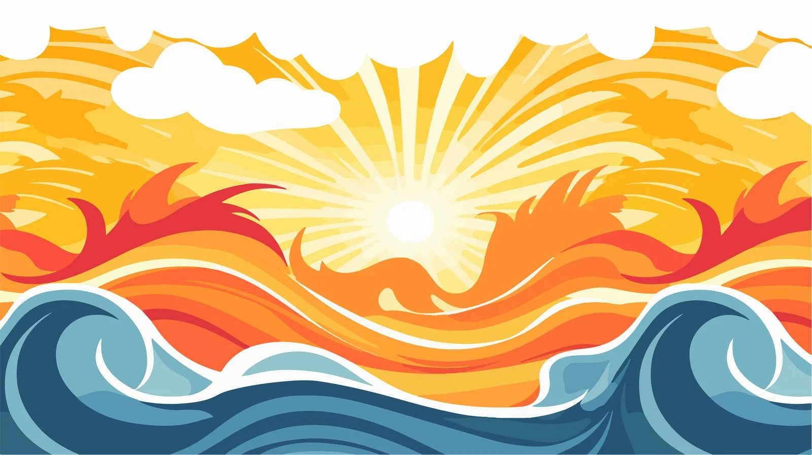 Sun and Wave Seamless Pattern — free download from Dotvec