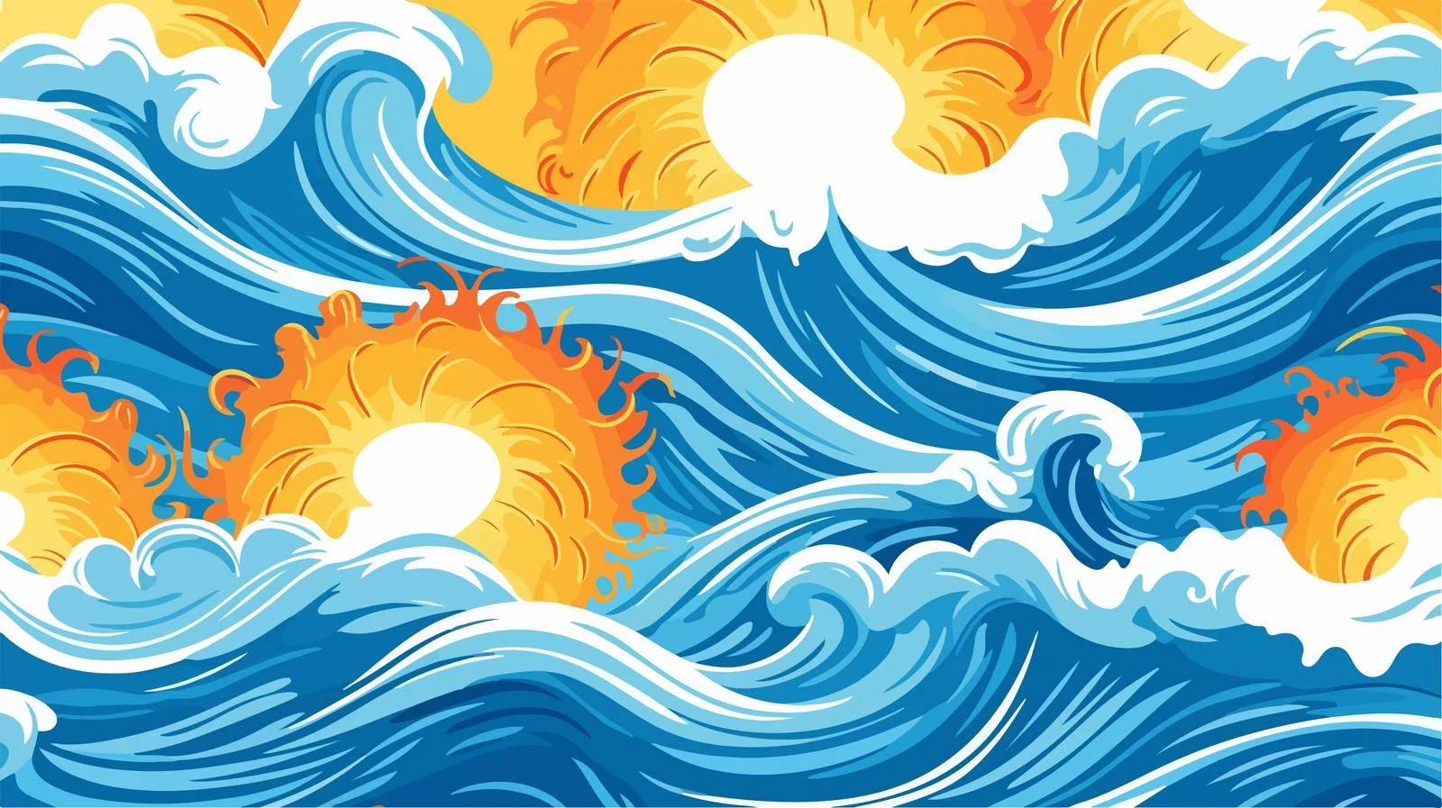 Sun and Wave Seamless Vector Pattern — free download from Dotvec