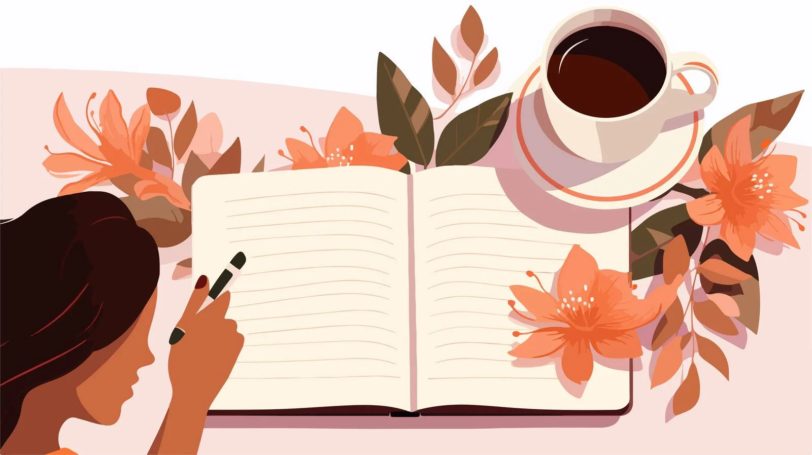 Arranging botanical elements in decorative scrapbook — free download from Dotvec