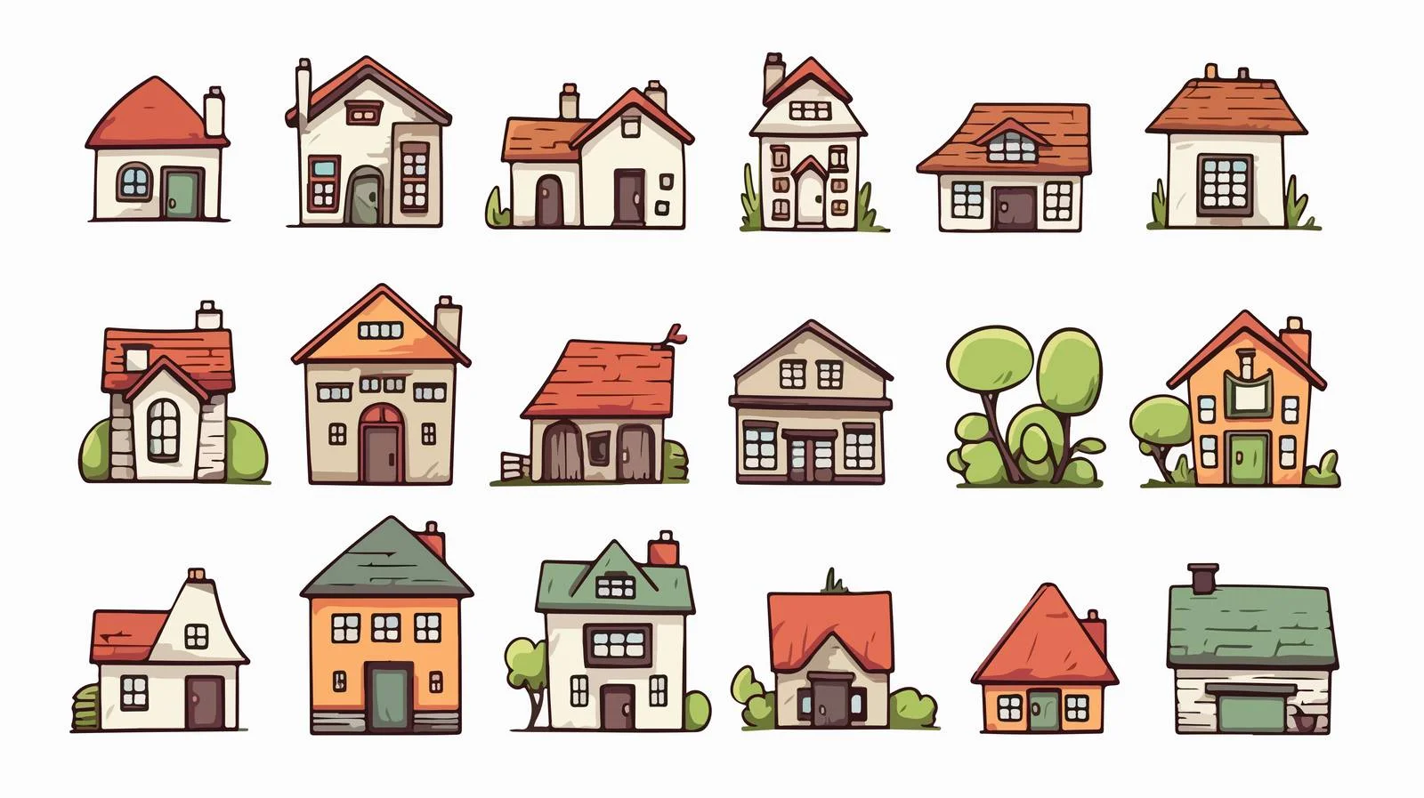 House Set Cartoon Illustration — free download from Dotvec