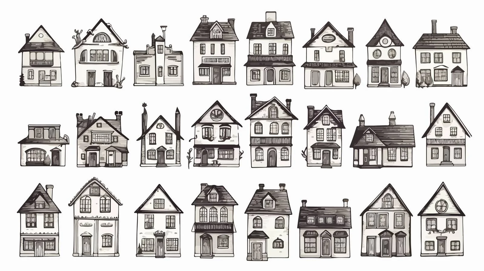 House Illustration Collection – free hand draw image from Dotvec