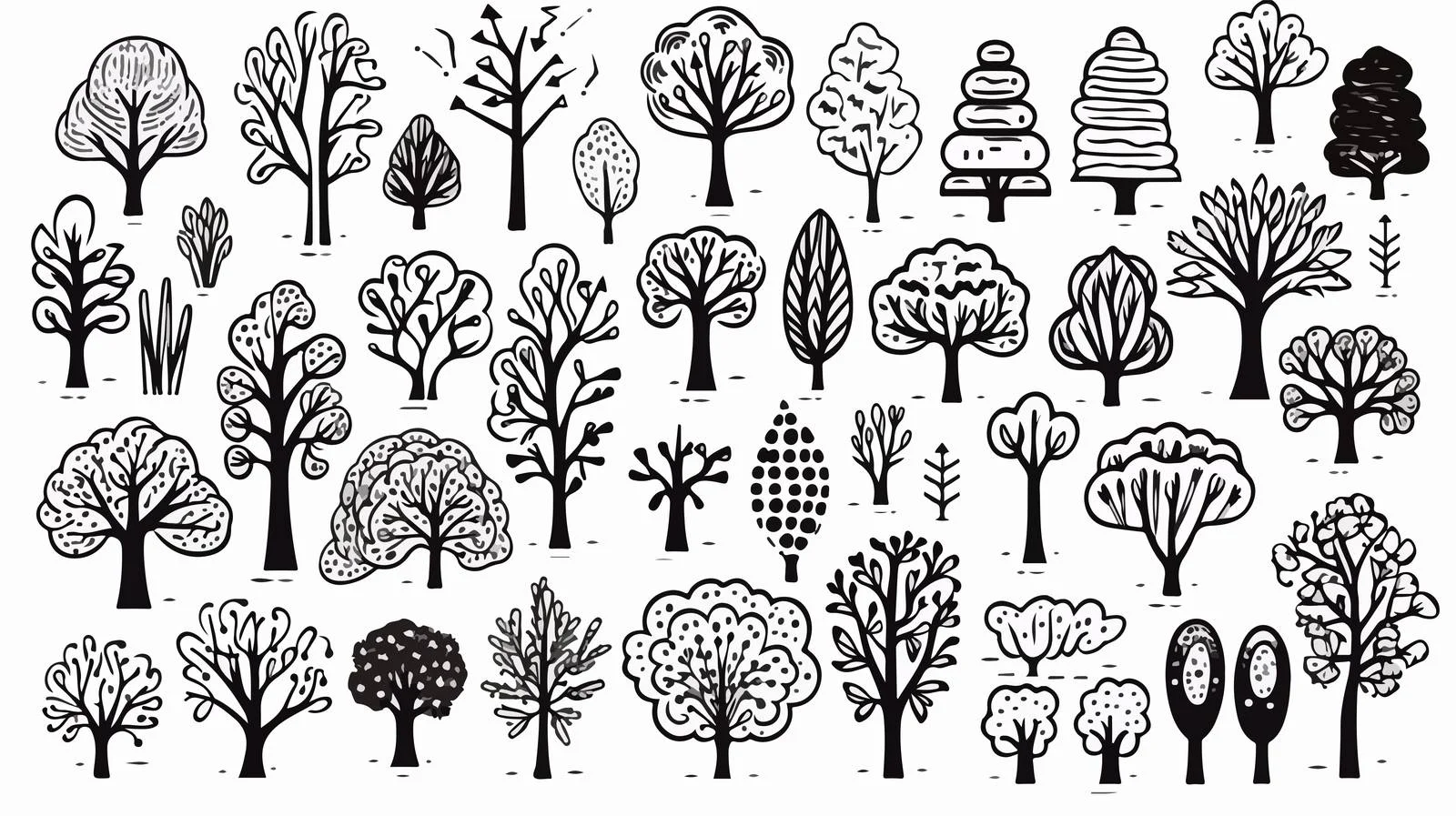 Hand Drawn Tree Vector Illustration Set — free download from Dotvec