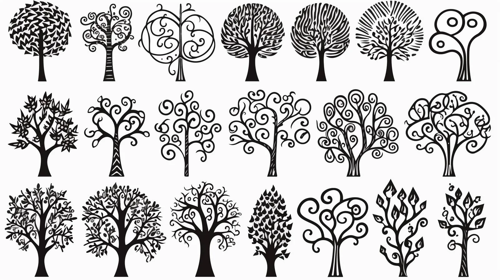 Hand-drawn Tree Set Vector Illustration — free download from Dotvec