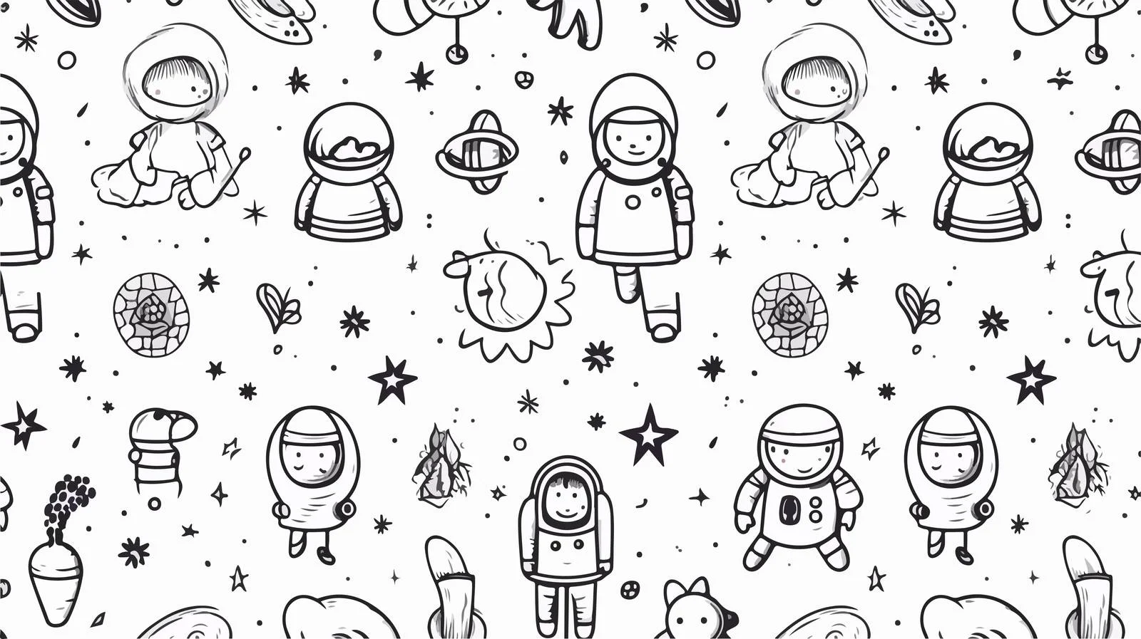 Hand-drawn Space Seamless Pattern — free download from Dotvec