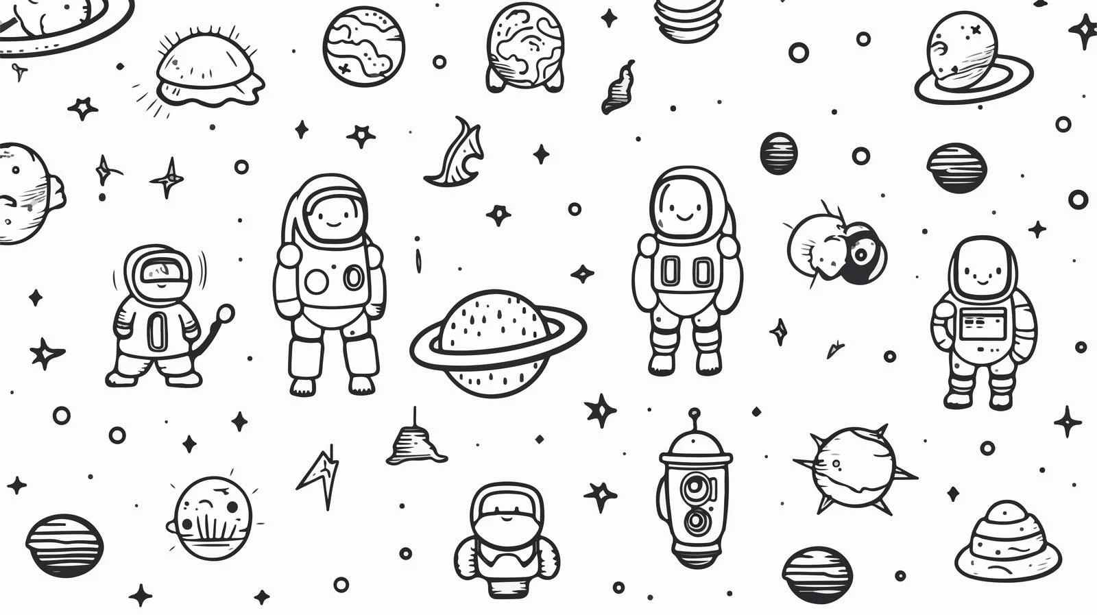 Hand-drawn Space Exploration Seamless Pattern — free download from Dotvec