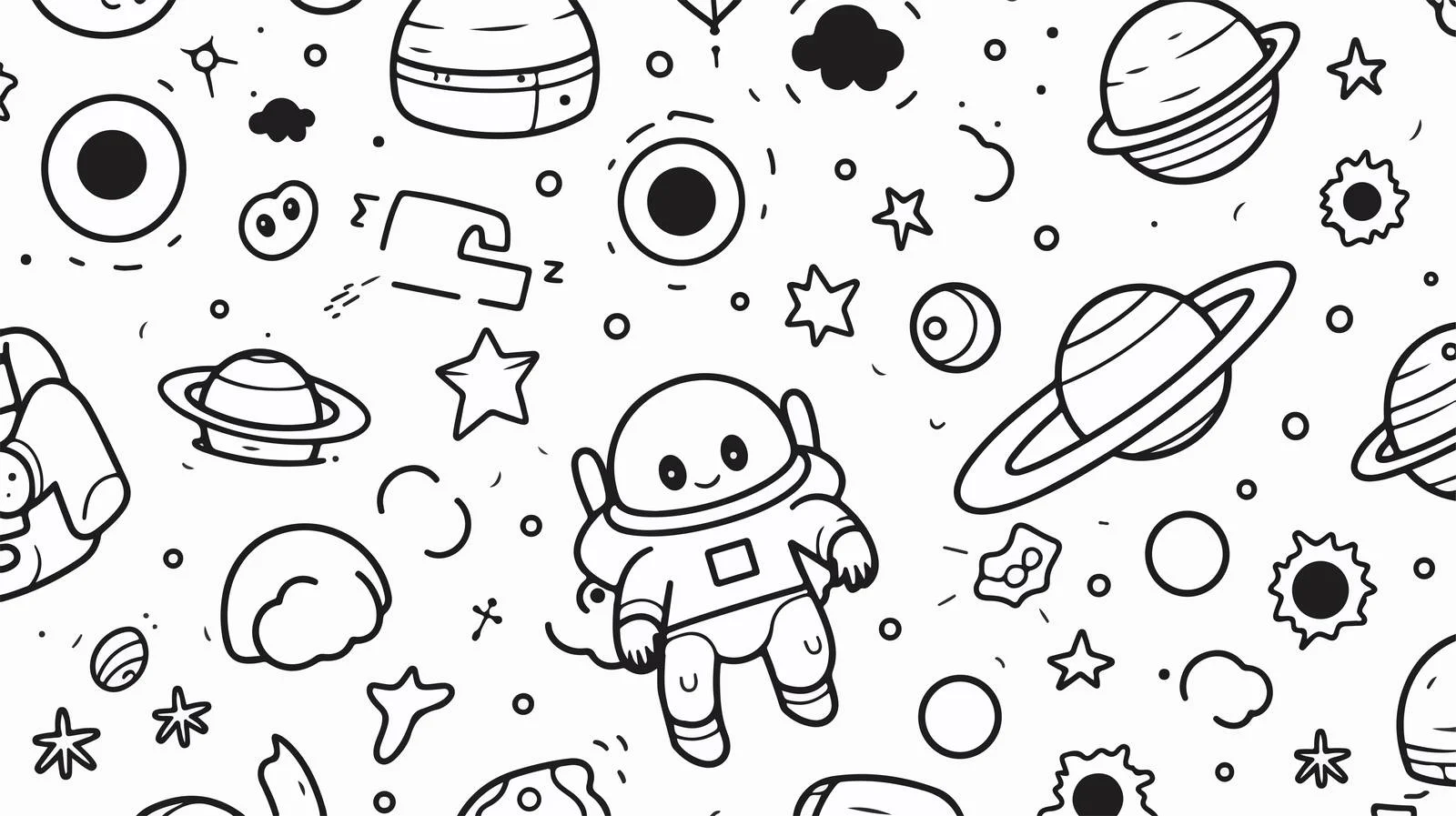 Hand-Drawn Space Seamless Pattern — free download from Dotvec