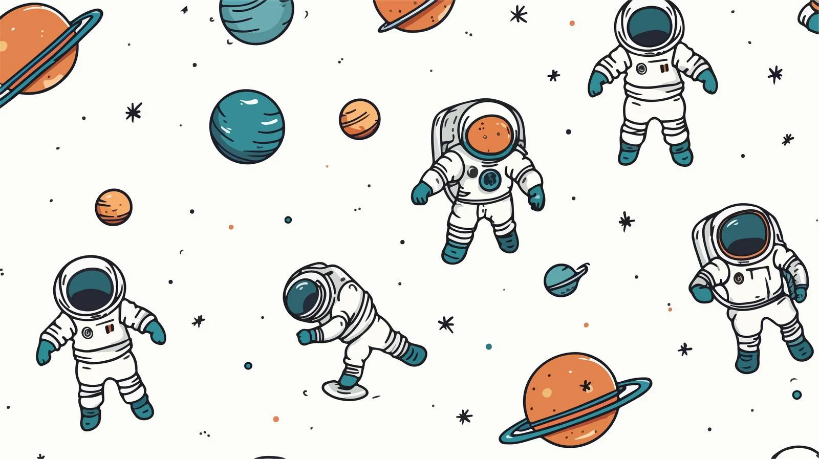 Hand-drawn Astronauts Seamless Pattern — free download from Dotvec