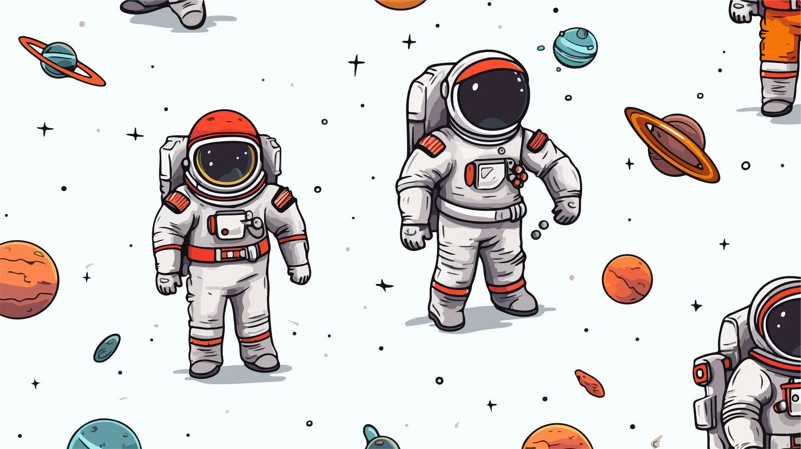 Space-themed Astronaut Seamless Pattern — free download from Dotvec