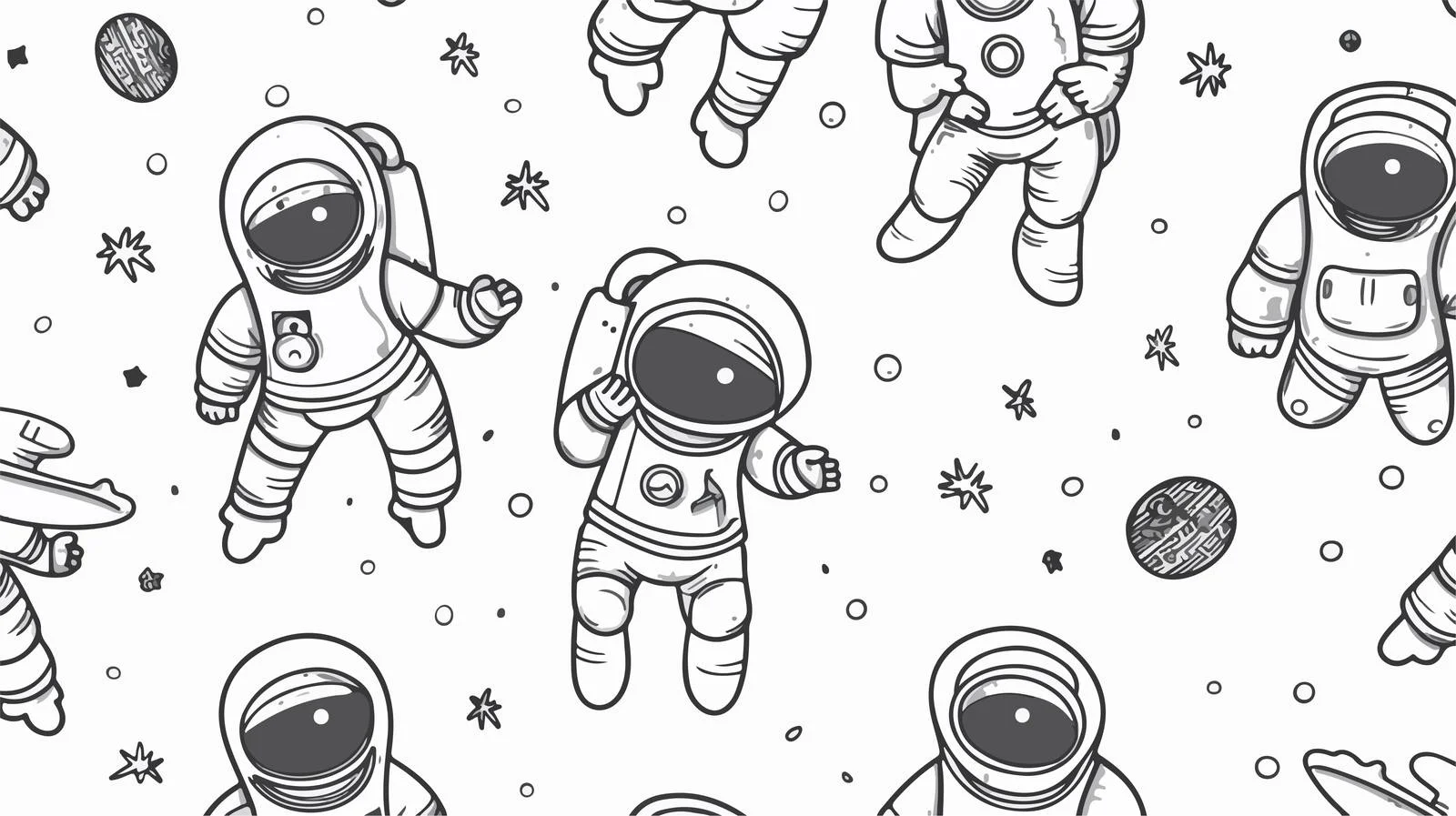 Hand-drawn Astronauts Seamless Pattern — free download from Dotvec
