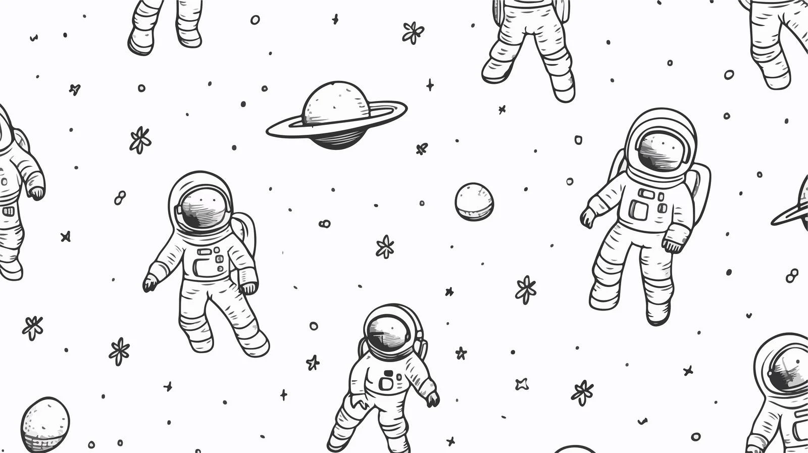 Hand-drawn Astronauts Seamless Pattern — free download from Dotvec