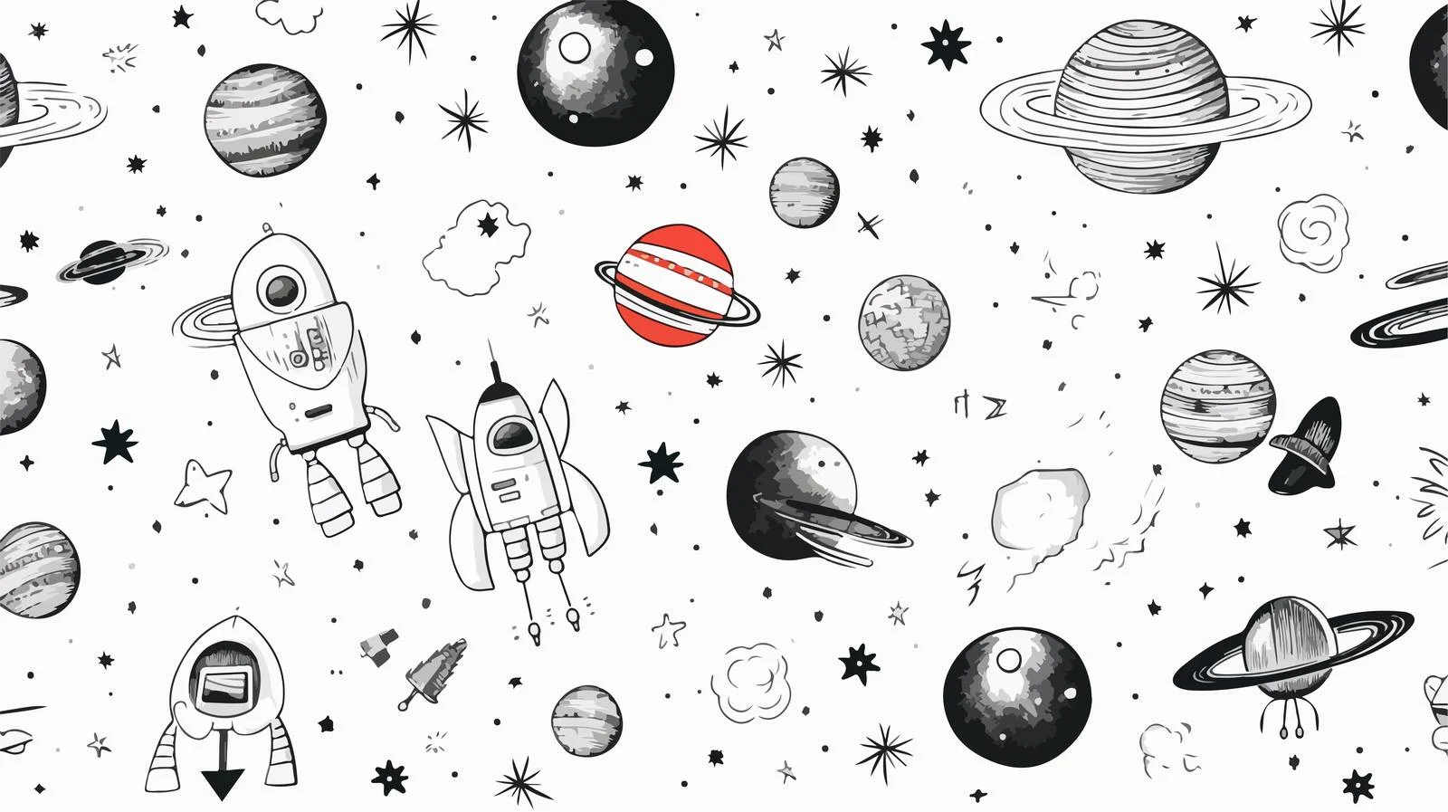 Celestial Bodies Hand-Drawn Seamless Design — free download from Dotvec