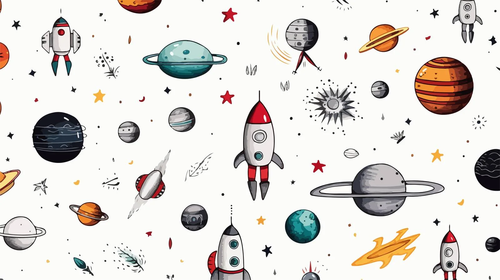 Celestial Hand-Drawn Seamless Design with Stars — free download from Dotvec