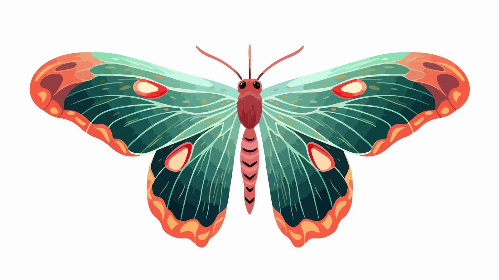 Exquisite Hand-Drawn Colored Moth in Flight — free download from Dotvec