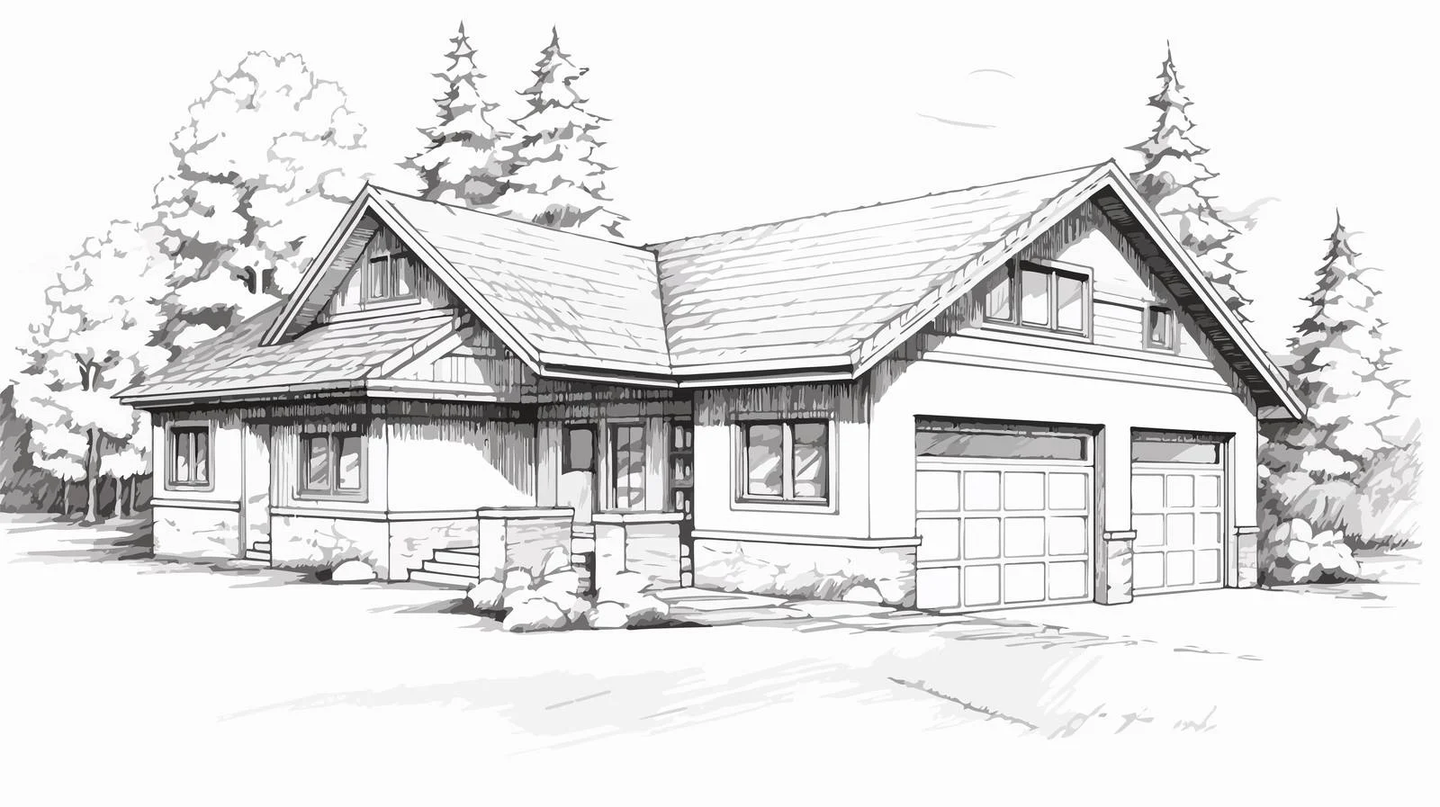 Charming Hand-Drawn Rural Dwelling — free download from Dotvec