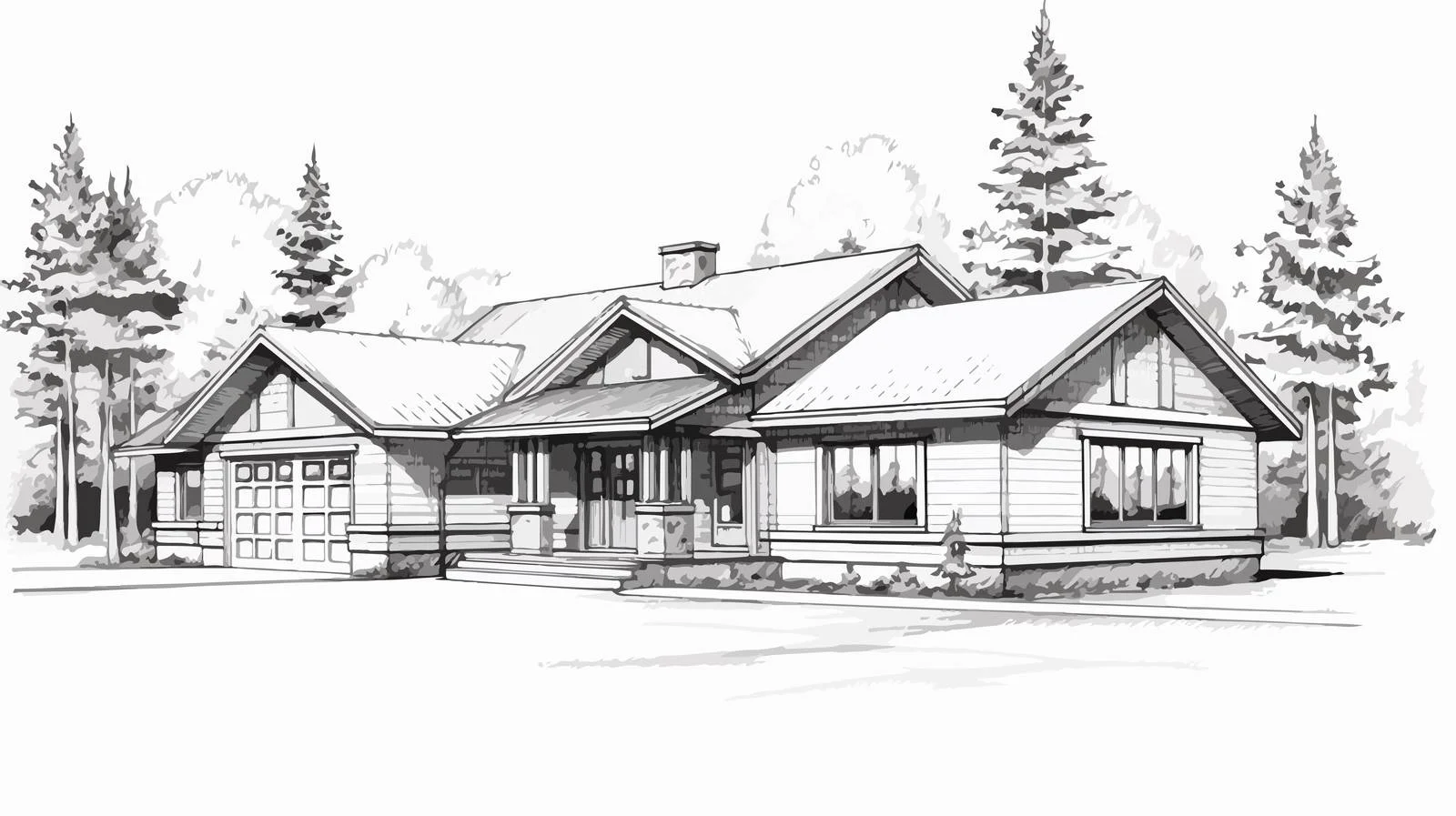 Charming Hand-Drawn Countryside Cottage Residence — free download from Dotvec