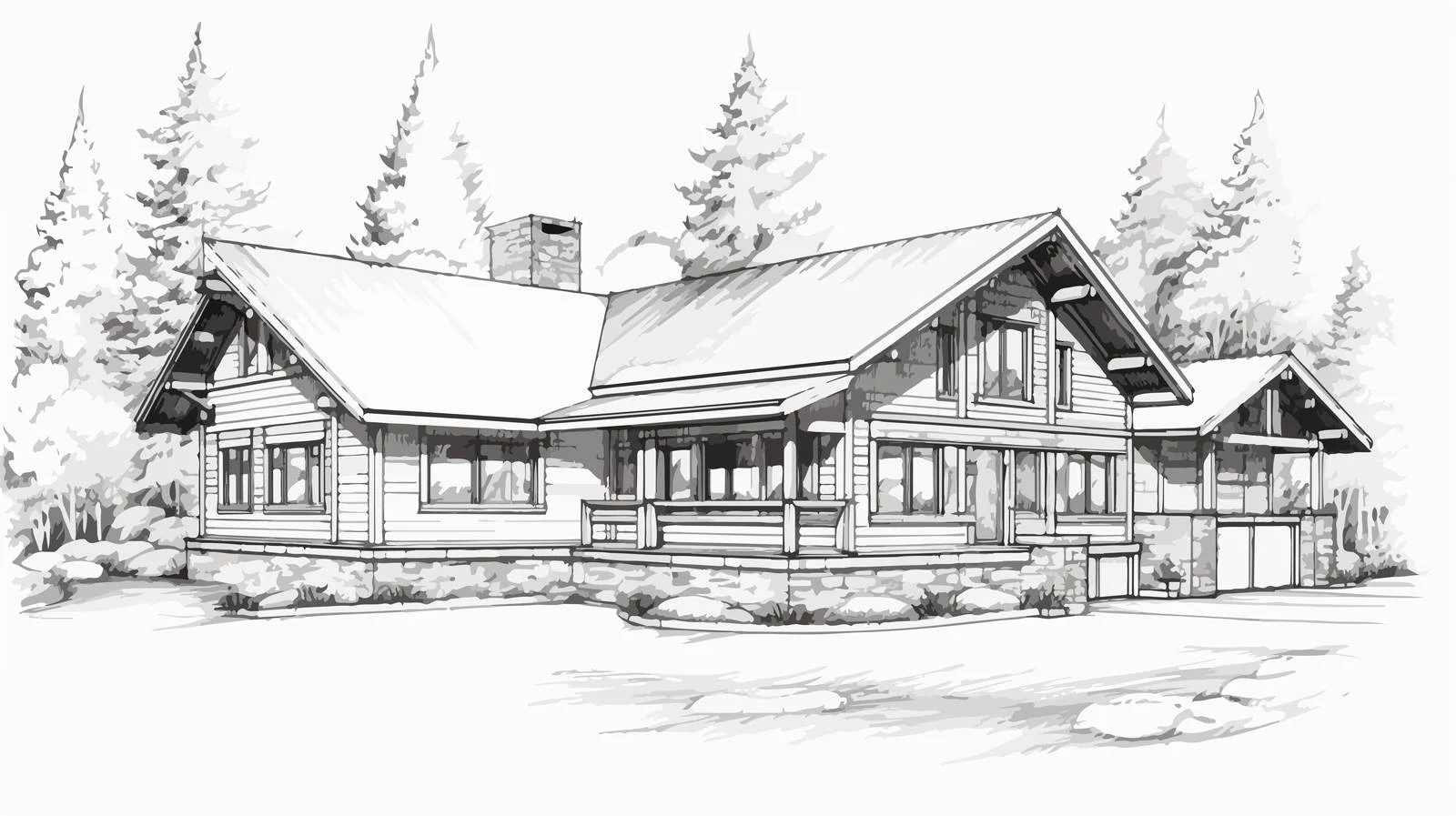 Charming hand-drawn country residence — free download from Dotvec