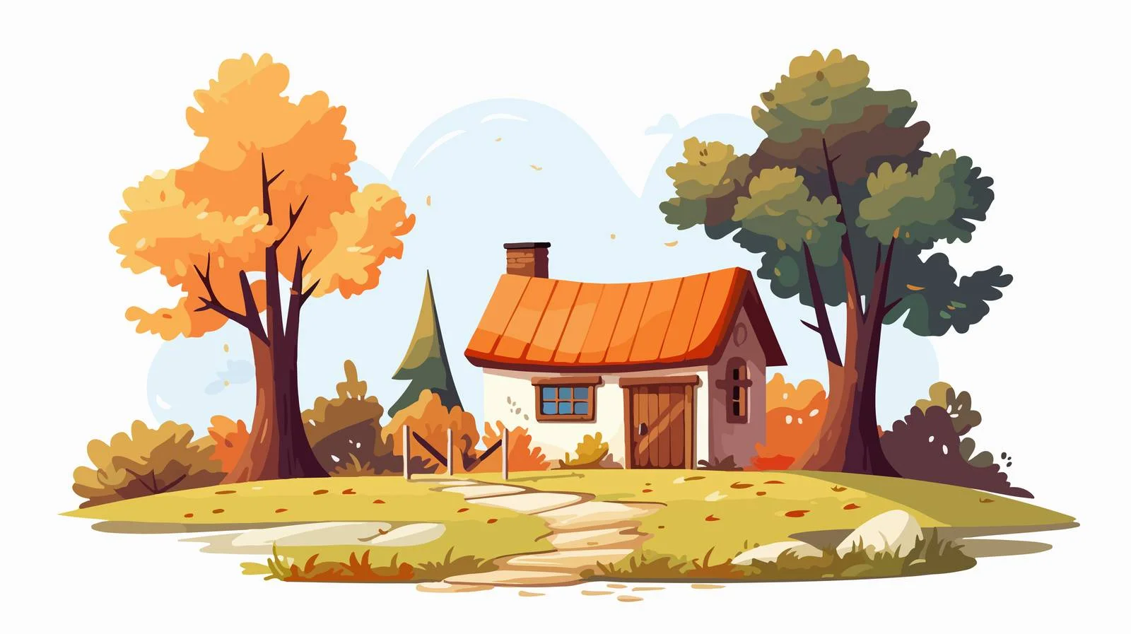 Quaint autumn rural scenery with charming animals — free download from Dotvec