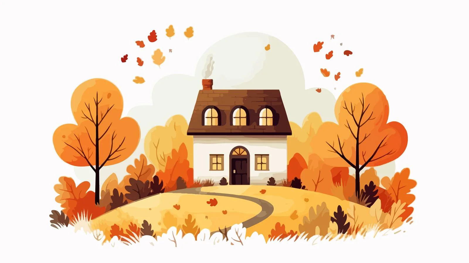 Charming Hand-Drawn Autumn Countryside Scene — free download from Dotvec