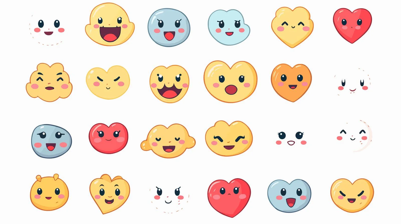Hand-drawn Cute Emoticons for Messages — free download from Dotvec