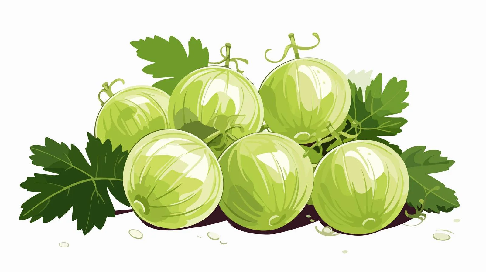 Botanical art of ripe green gooseberry — free download from Dotvec