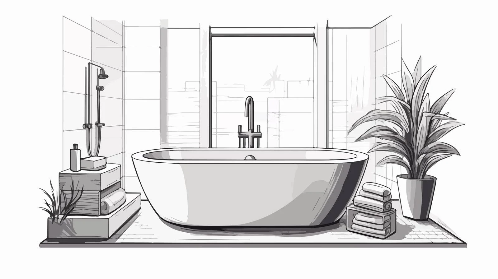 Contemporary Hand-Drawn Bathroom Design Sketch — free download from Dotvec