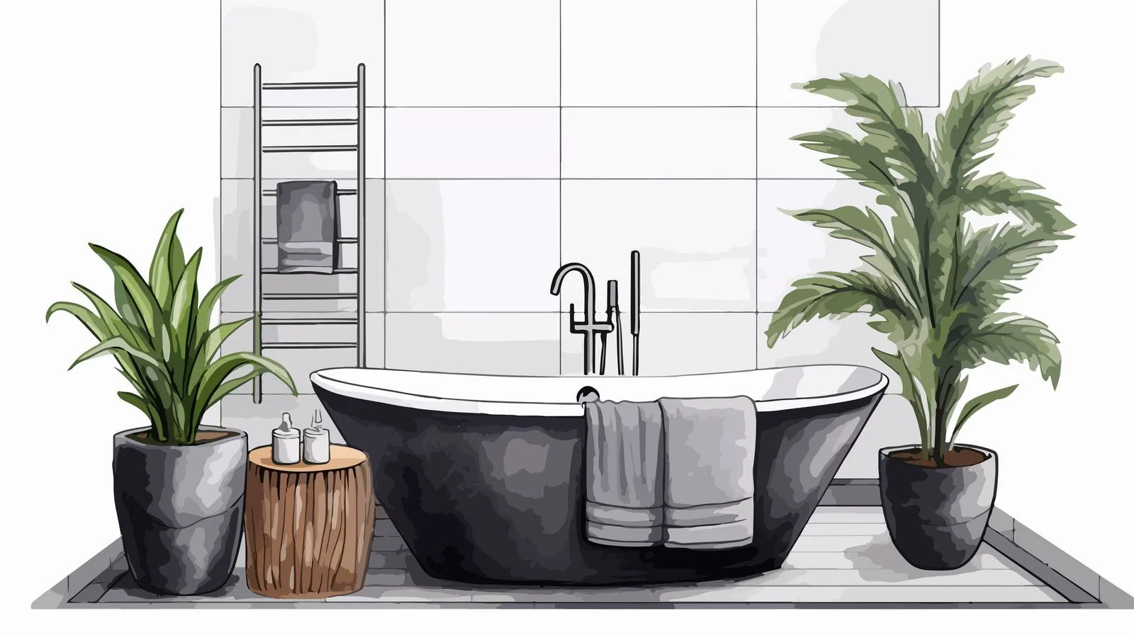 Elegant Modern Bathroom Interior Design Sketch — free download from Dotvec