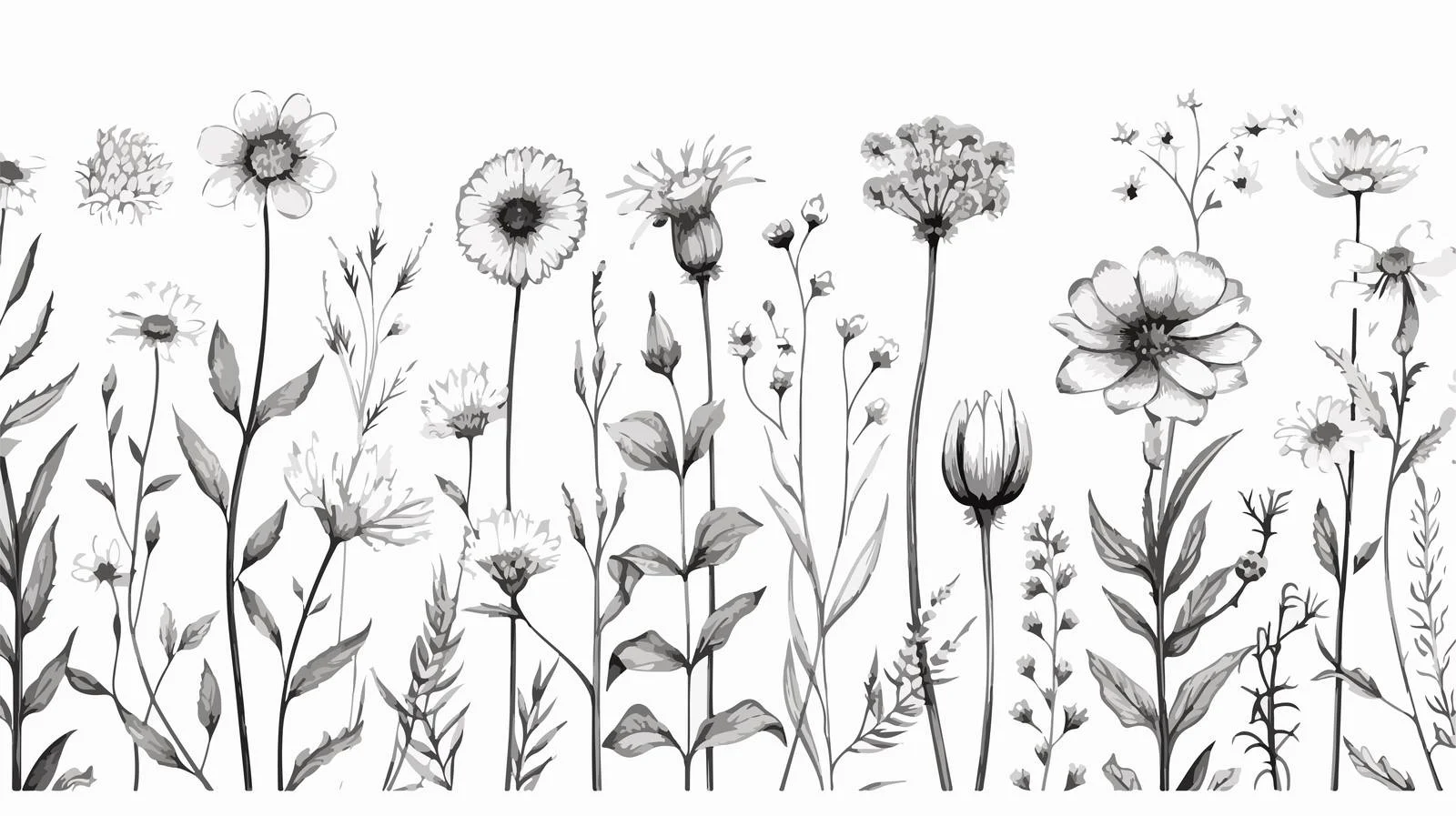 Elegant Monochrome Floral Seamless Pattern Design — free download from Dotvec