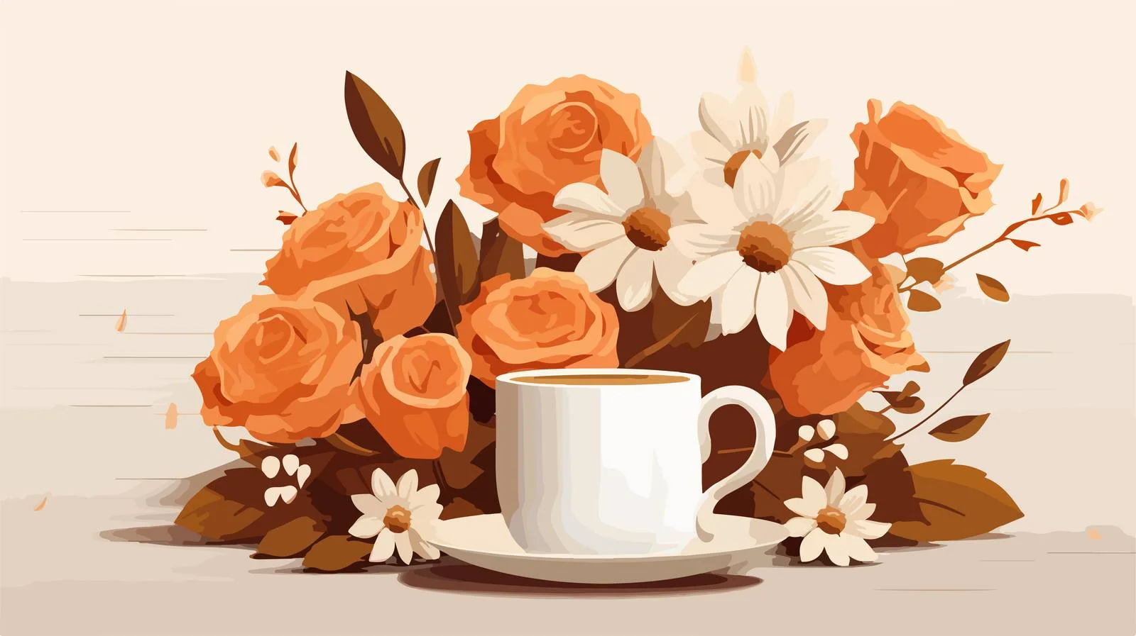Elegant Morning Coffee and Flower Composition — free download from Dotvec