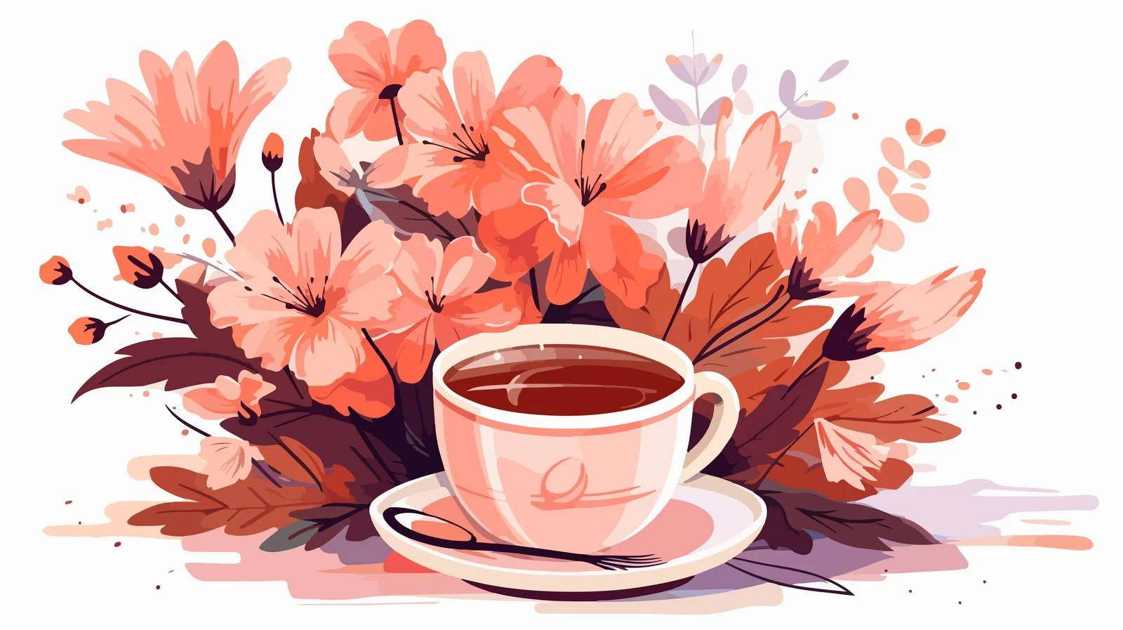 Elegant Morning Coffee and Flowers Arrangement — free download from Dotvec