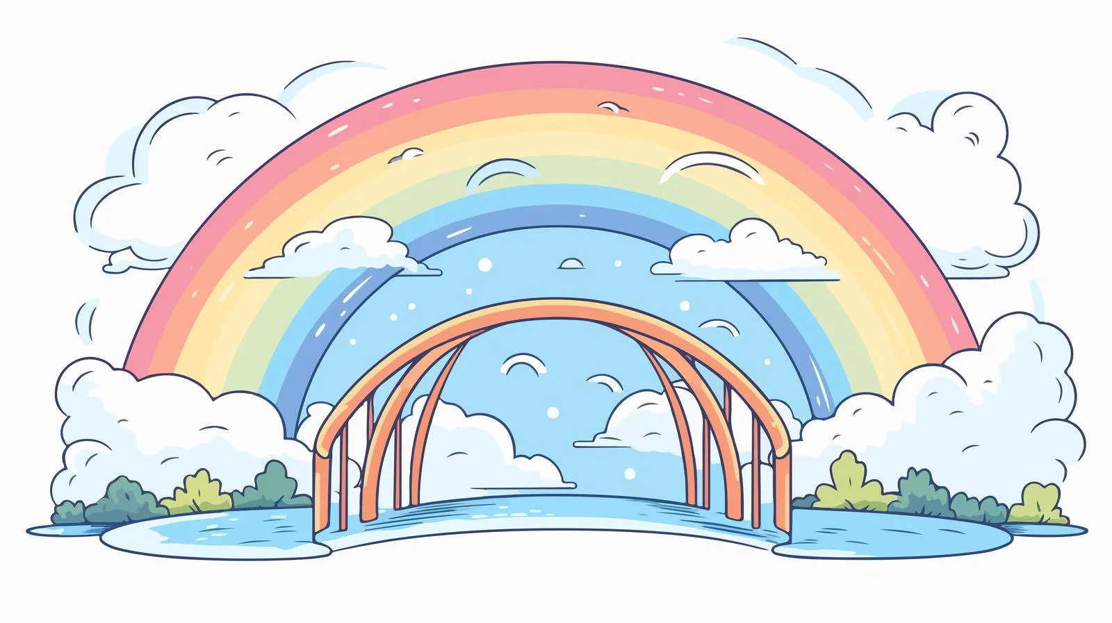 Pastel Rainbow Bridge Vector Illustration — free download from Dotvec