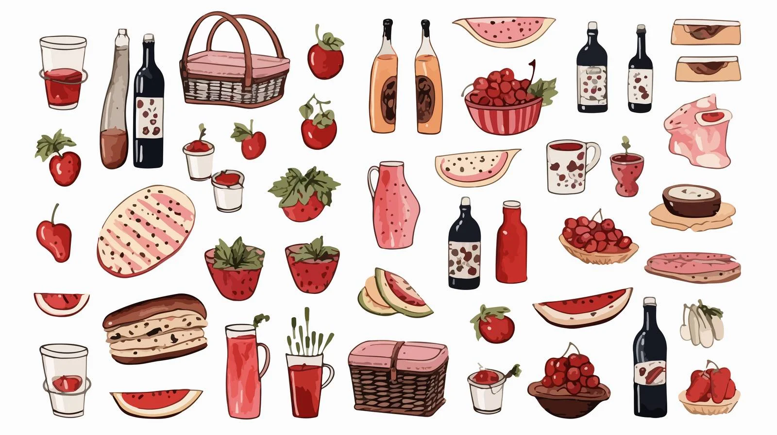 Hand-Drawn Picnic Essentials Collection Illustration — free download from Dotvec