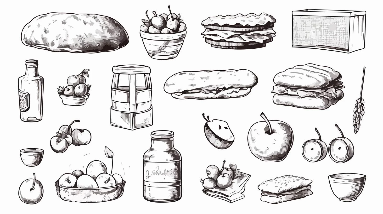 Charming Hand-Drawn Picnic Essentials Compilation — free download from Dotvec
