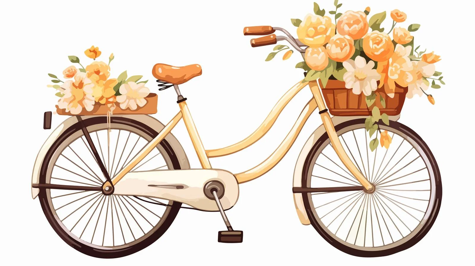 Charming Tandem Bike with Floral Basket — free download from Dotvec