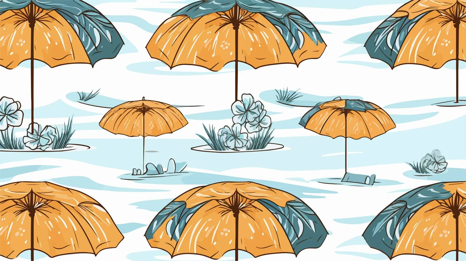 Hand-drawn Beach Umbrella Pattern — free download from Dotvec