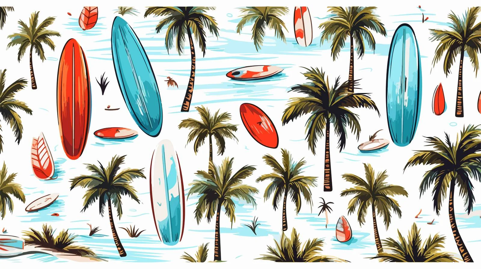 Hand-Drawn Surfboard Waves Pattern — free download from Dotvec