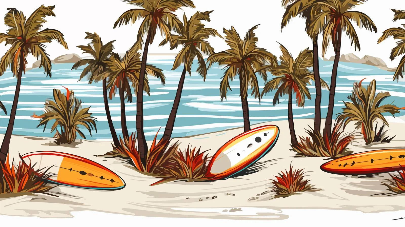 Surfboards and Waves Seamless Pattern — free download from Dotvec