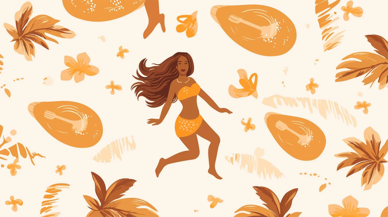 Surfer Woman Sun Seamless Pattern — free download from Dotvec